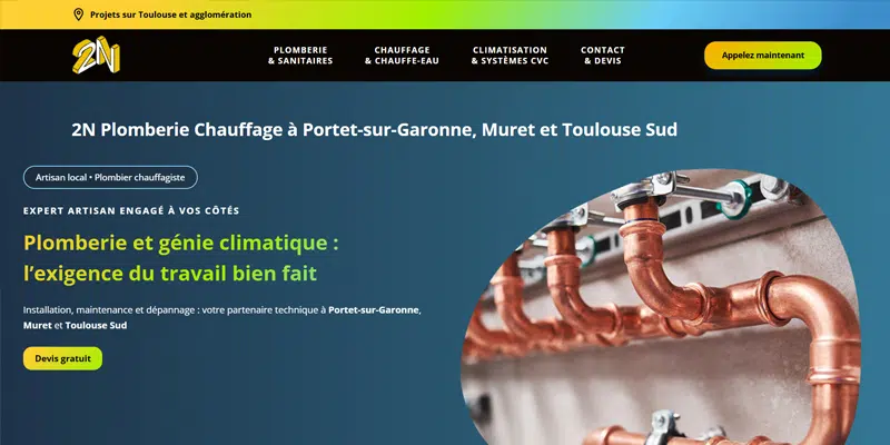 creation site web 2n plombier chauffagiste portet sur garonne